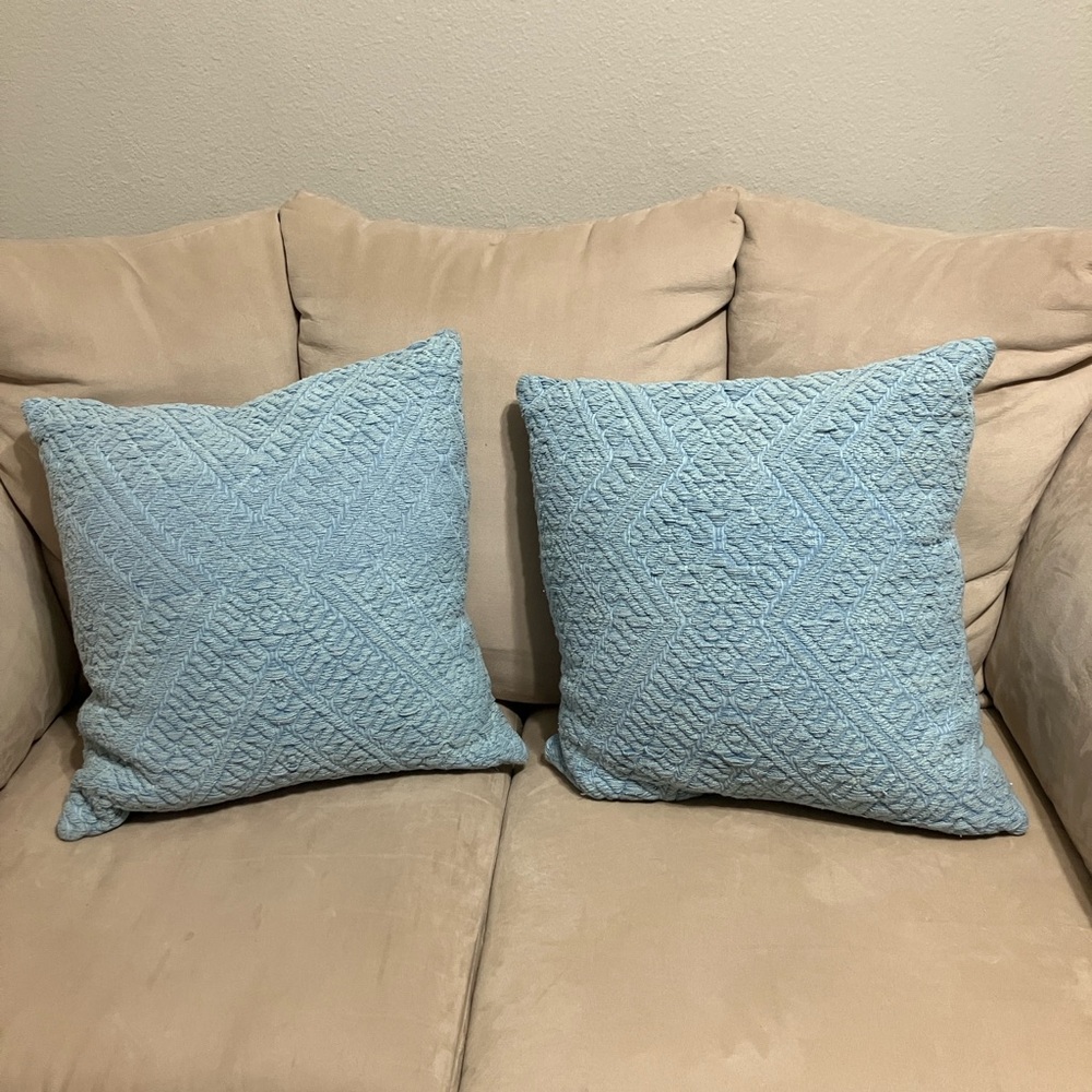 Textured Blue Throw Pillows